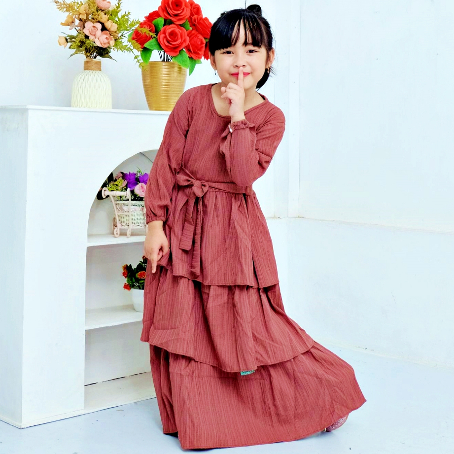 Gamis Anak Rumaisha Susun Rempel Matt Crinkle  Ladycrush