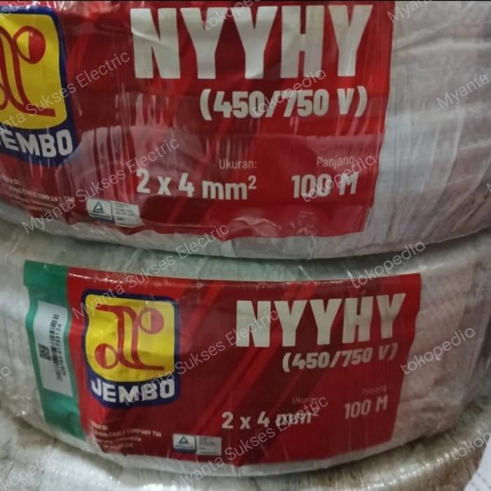 Kabel NYYHY 2X4MM 2 X 4 SERABUT Jembo Cable Serabut Roll@50M Meter
