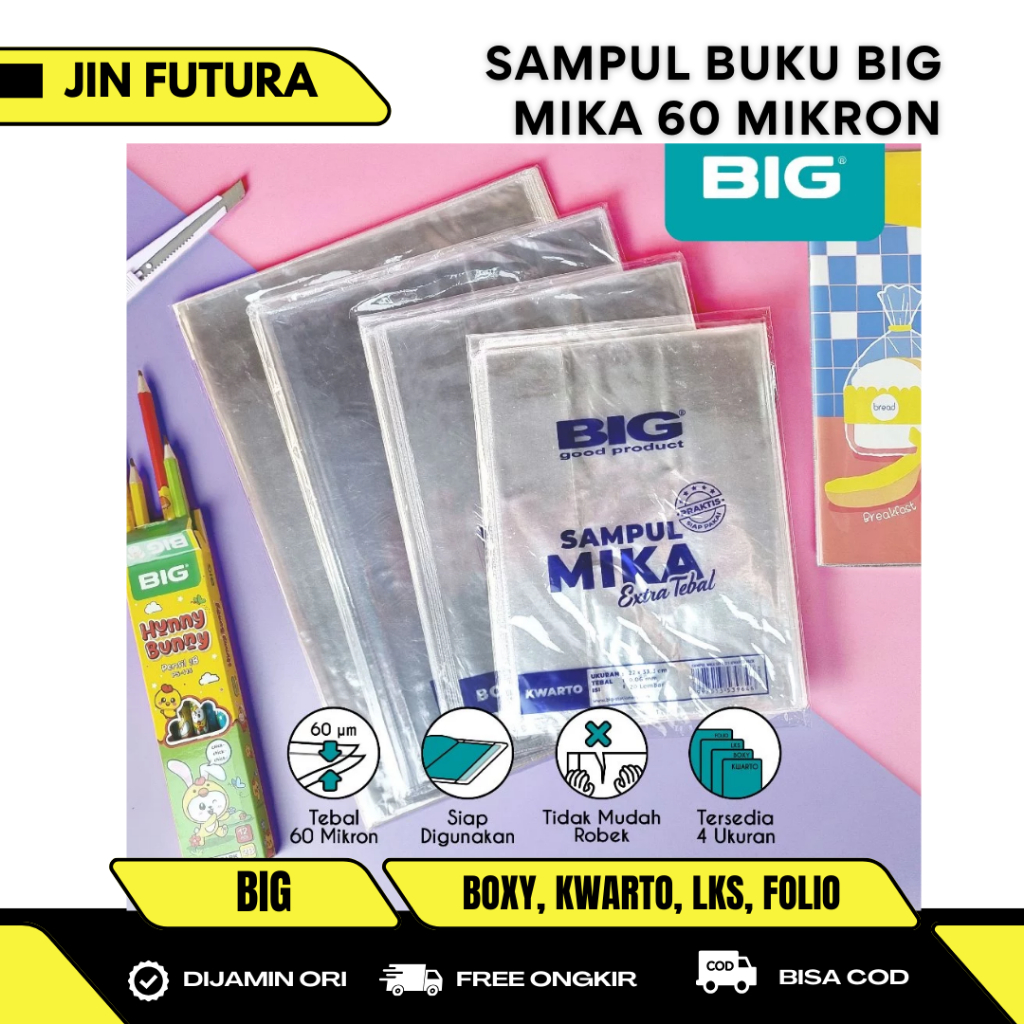 

BIG - Sampul Buku Plastik Mika Tebal 60 Mikron Boxy Kwarto LKS Folio