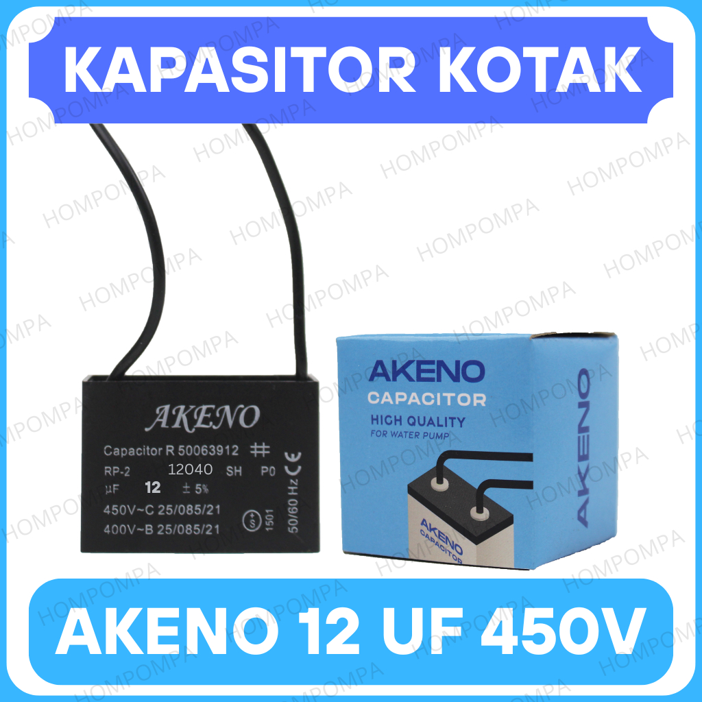 KAPASITOR KOTAK 12 UF 450 VOLT AKENO - CAPACITOR PETAK 12UF 450V