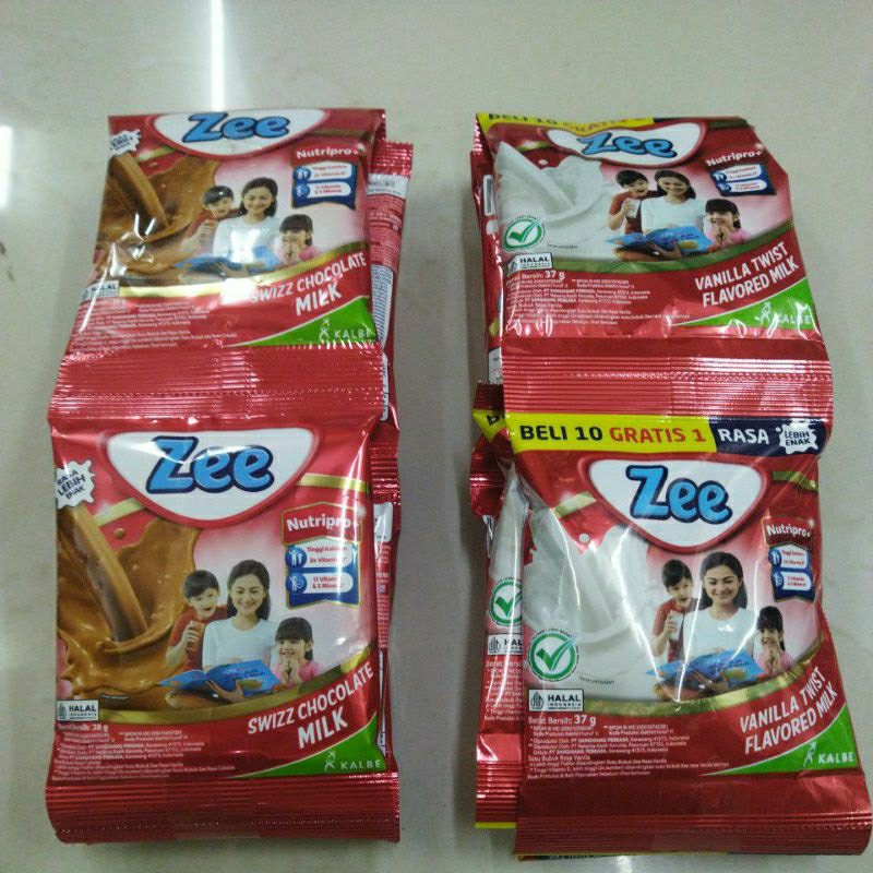 

Promo susu Zee renteng coklat vanila 37 gr 10+1