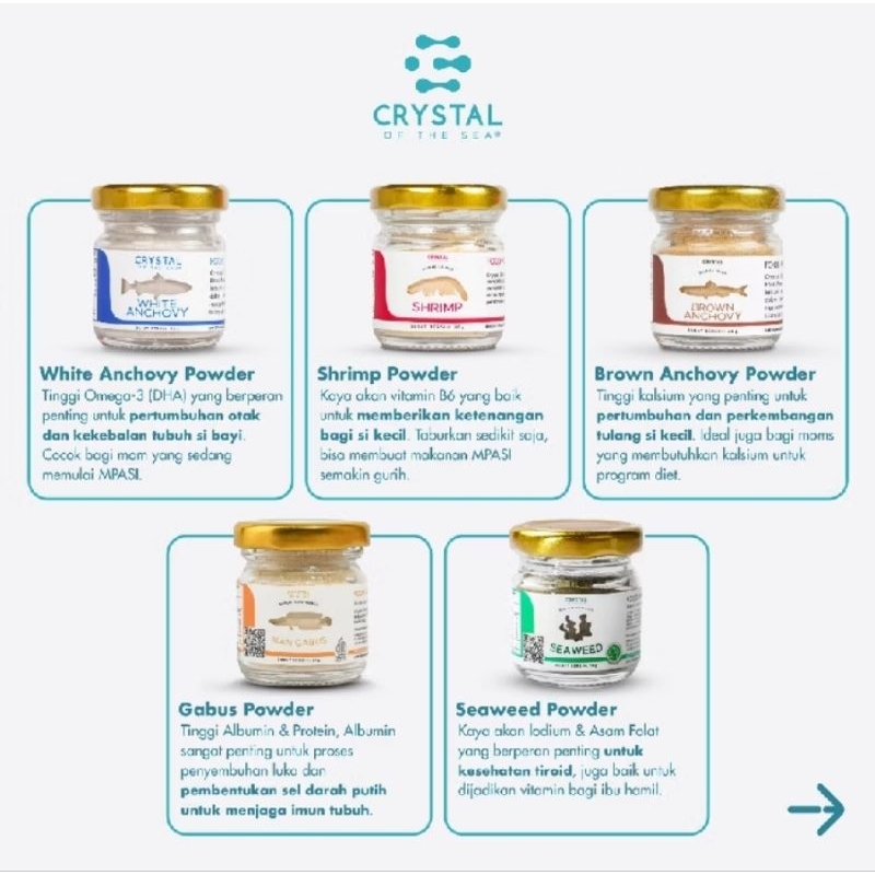 

Crystal of The Sea | WHITE ANCHOVY Powder - Bubuk Kaldu Ikan Teri Ikan Gabus MPASI