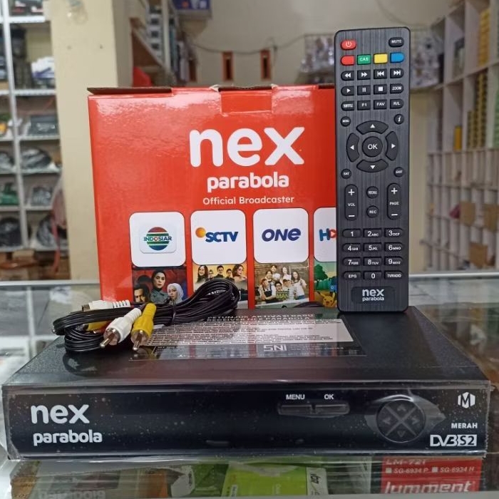 receiver Nex parabola merah dvb S2 hybrid system c/ku-band
