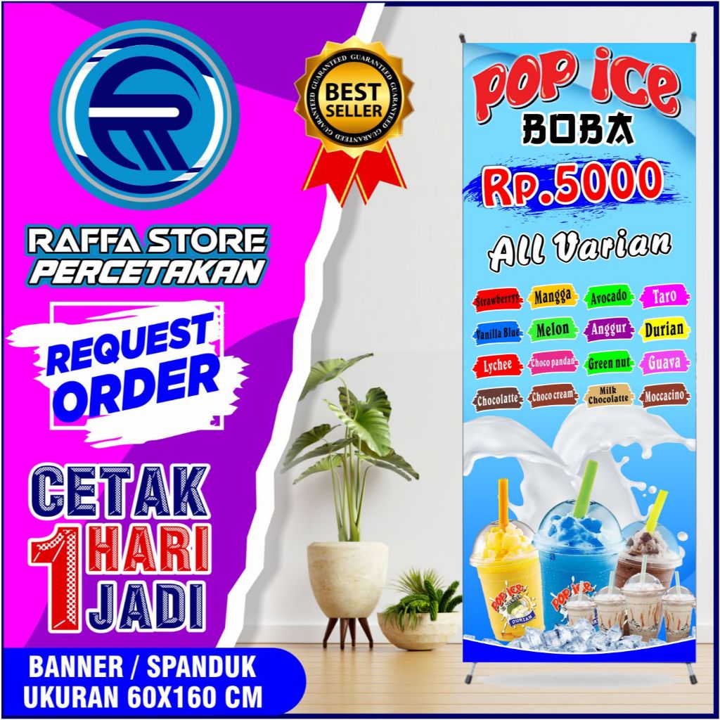 Cetak Spanduk Pop Ice BOBA All Varian Rasa / Banner Pop Ice BOBA All Varian Rasa