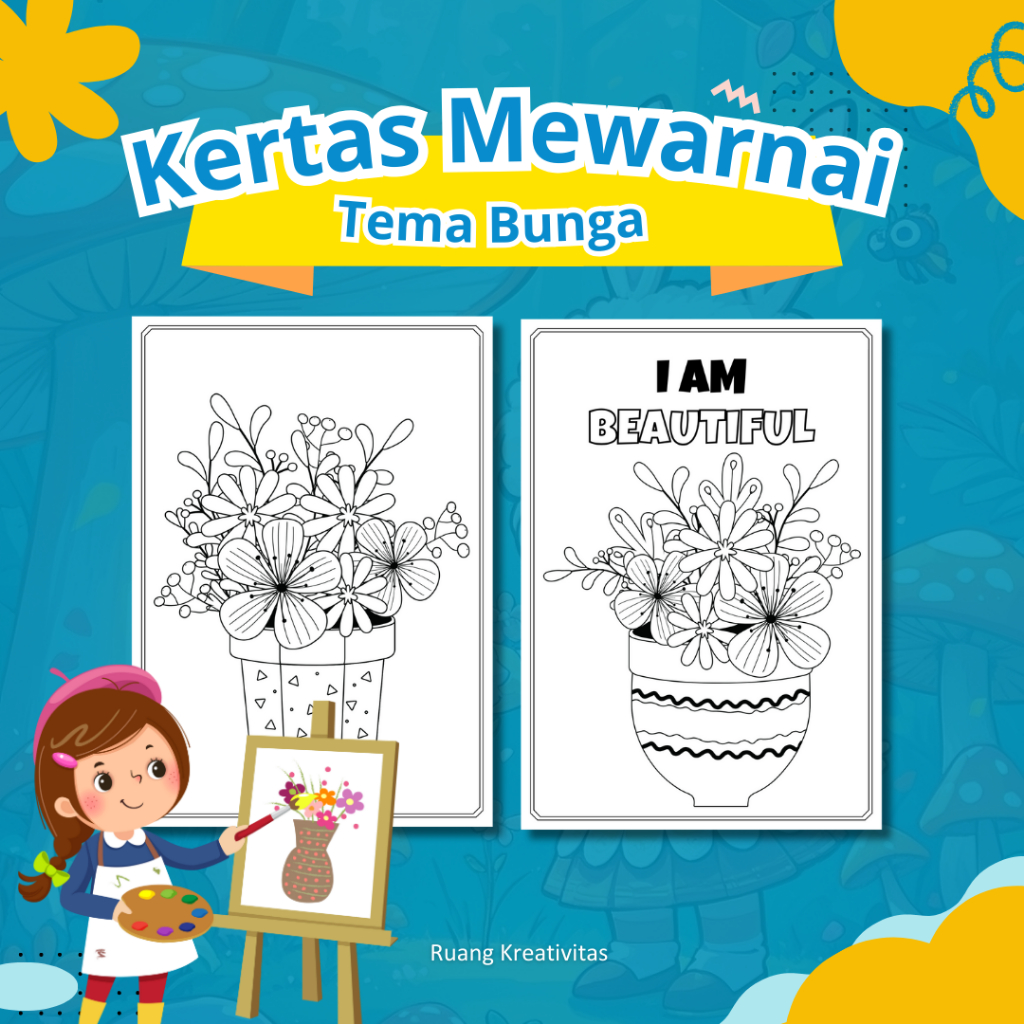 

KERTAS MEWARNAI ANAK TEMA Bunga / KERTAS GAMBAR MEWARNAI UNTUK ANAK PAUD TK SD - A4 TEBAL