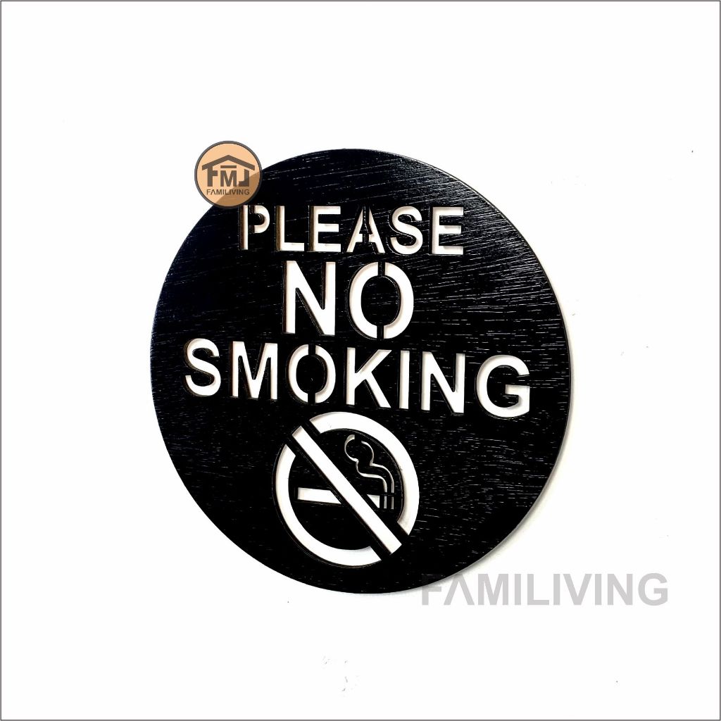 Tulisan Timbul Ukir Please No Smoking Model Bulat Bulat Estetik Walldecor Dinding Tempel Kayu Pajang