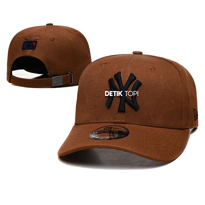Topi NY Baseball Cap New York MLB Brown Black Coklat Hitam Cokelat Bordir