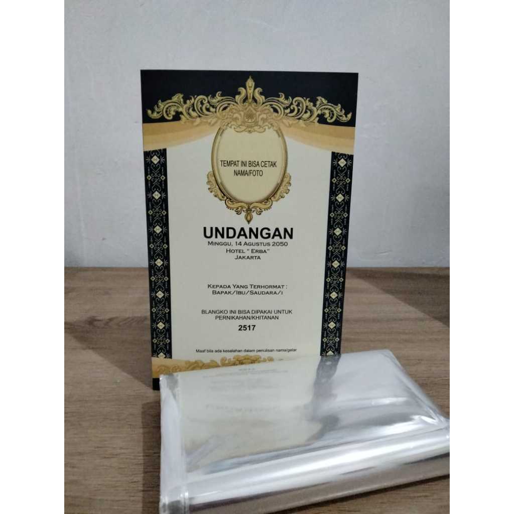 2517 ERBA BLANGKO UNDANGAN KOSONGAN + PLASTIK OPP, UNDANGAN PERNIKAHAN MURAH