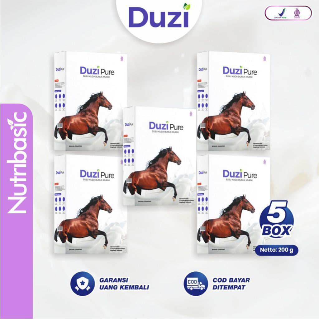 

Duzi Pure - Susu Kuda Lombok Bubuk 200 Gram 5 Box