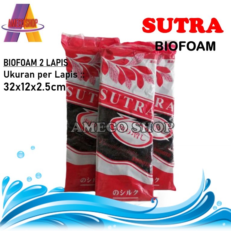 SUTRA Kapas Filter Aquarium Biofoam Biofil 2 Lapis Hitam