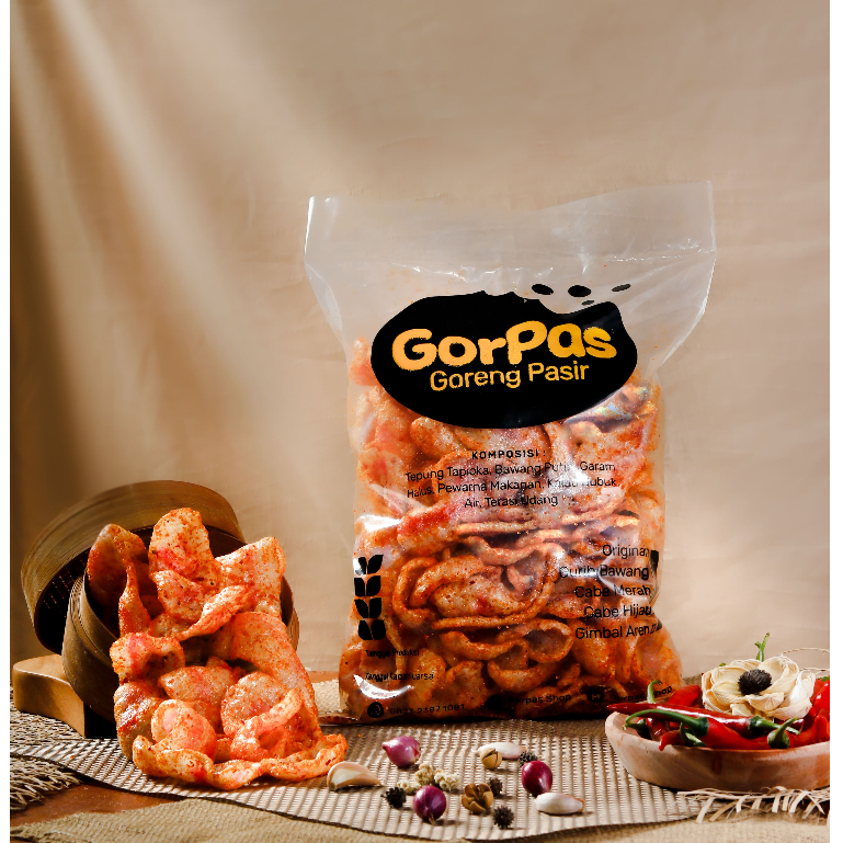 

Kerupuk Pasir Gimbal Aren - Pedas Manis Snack - Food 400 gram
