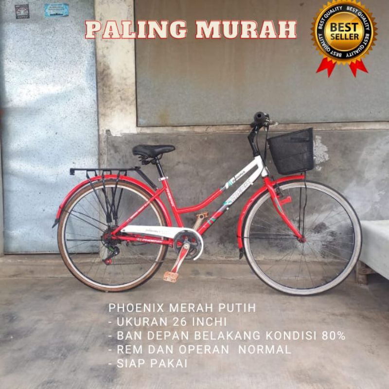 Sepeda wanita keranjang mini cewek perempuan dewasa ukuran 26 bekas siap speda phoenix