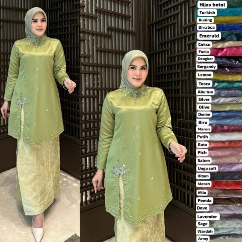 BAJU KURUNG MELAYU PAYET / TUNIK SILK PAYET MUTIARA