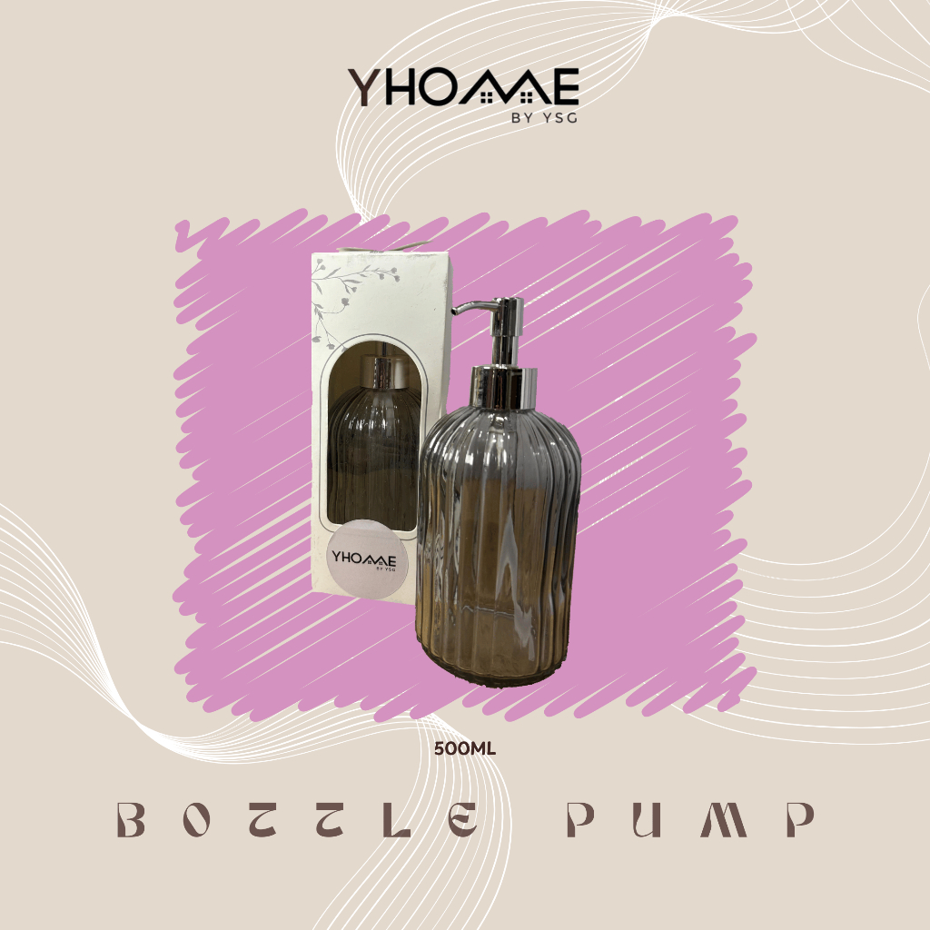 YHOME by YSG - Bottle Pump Kosong 500ML Botol Kaca Sabun Cuci Tangan Dispenser Cuci Piring Isi Ulang