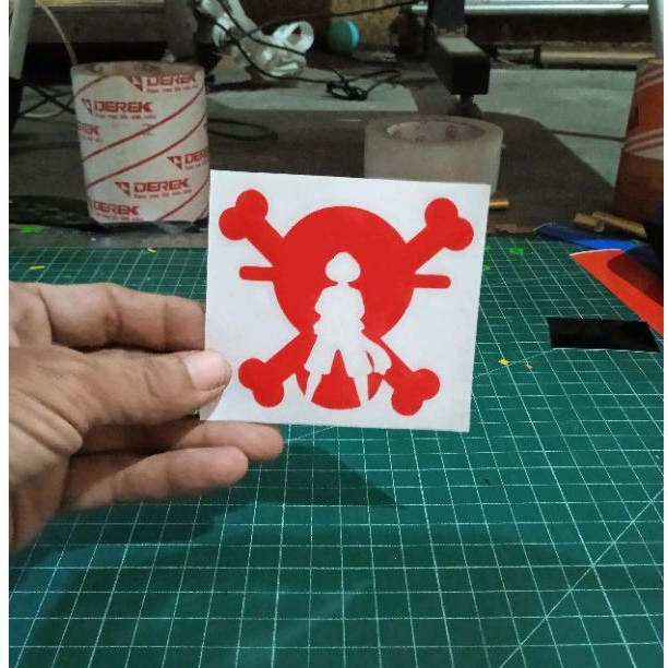 STIKER ONE PIECE LUFY | STICKER CUTTING MOBIL MOTOR HELM LAPTOP