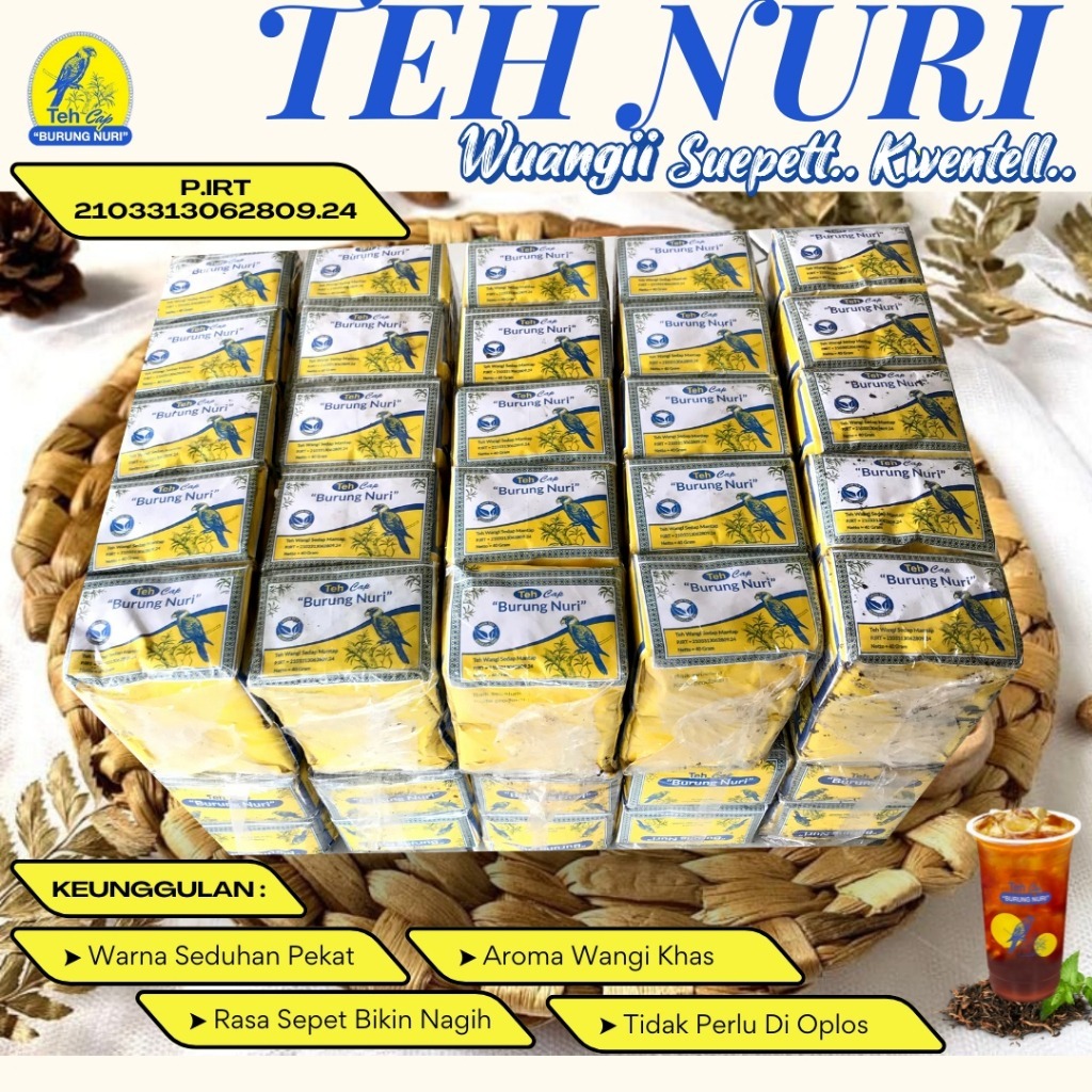 

Teh Cap Burung Nuri (Ball / 10 Slop / 100 Pcs) / TEH LOKAL / TEH SOLO / TEH ENAK / TEH NURI