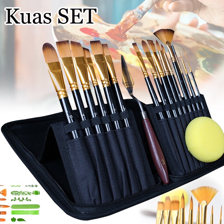 

KODE B14E 12 SET Kuas Alat Lukis Set Art Brush Set Kuas Lukis Lengkap Mixing