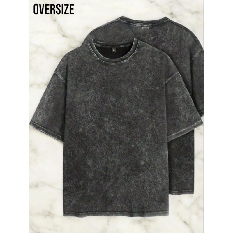 KAOS POLOS OVERSIZE HITAM CATTON 24S WASHED PREMIUM DISTRO WASHING SANDWASH