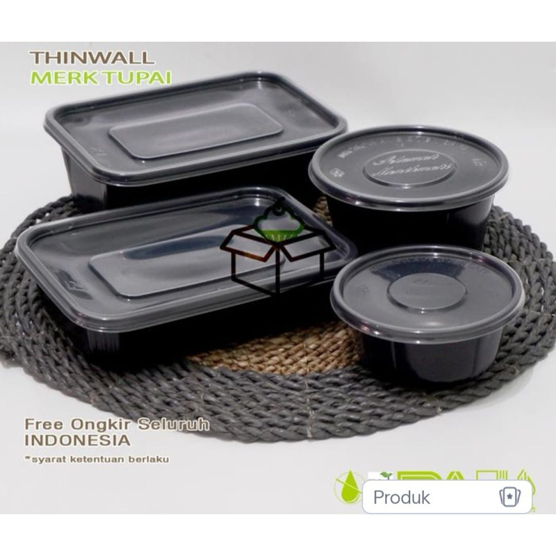 [25PCS] Thinwall Magkok/ Thinwall Round 200ml / 400ml Cap Tupai Hitam + Tutup / Kotak Makan / Mangko