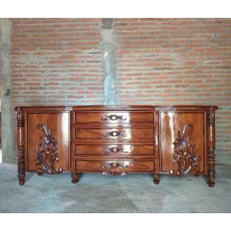 Bufet kiansantang kayu jati / Meja tv kayu jati ukiran Jepara / Furniture asli Jepara