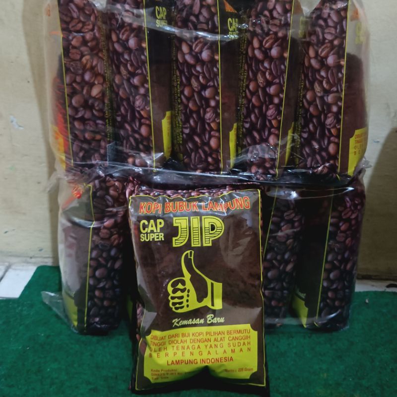 

Paket Murah 10 Pcs Kopi Jempol 225gr Cap JIP Kopi Jempol Asli Lampung
