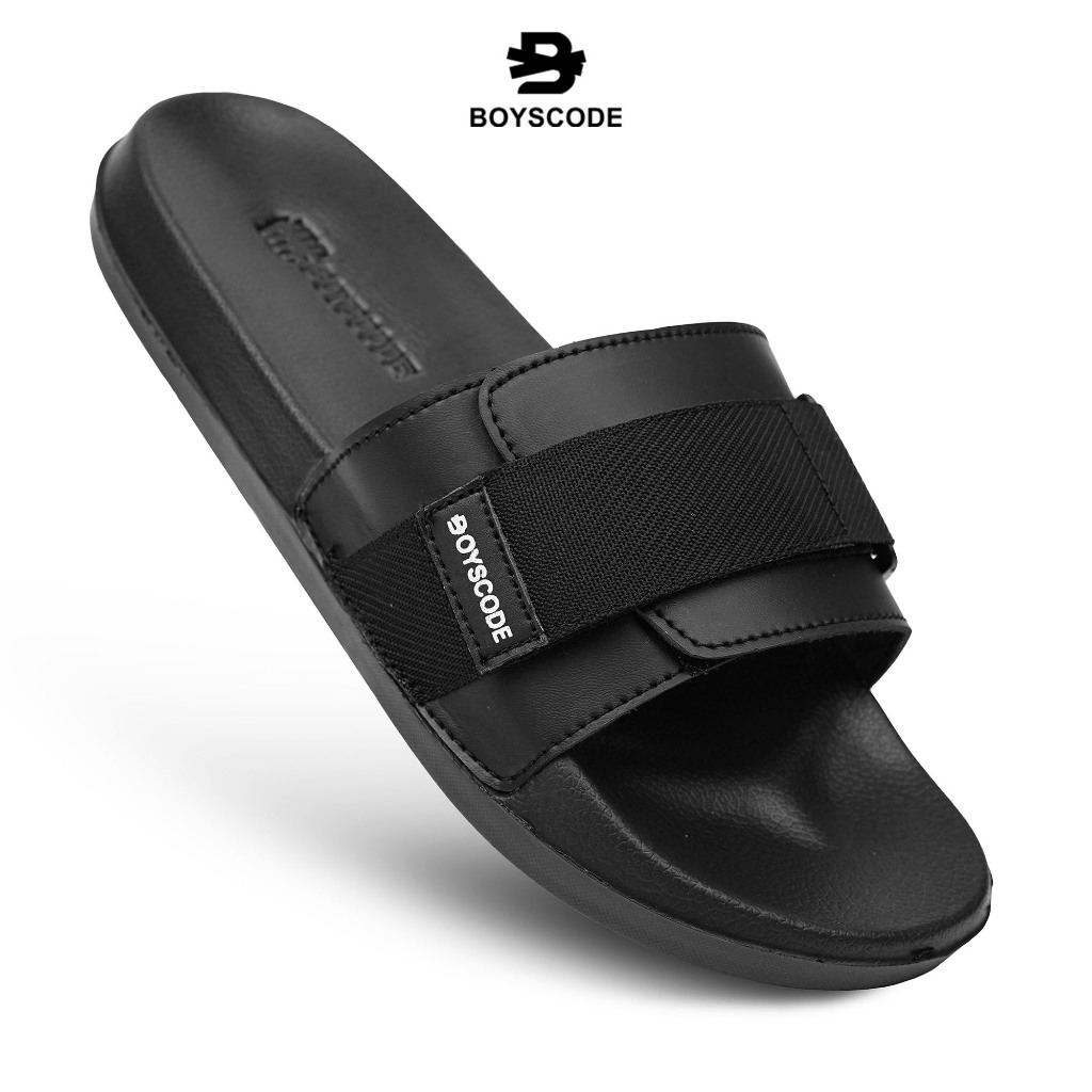 BOYSCODE Sandal Selop Karet Strap Distro Pria Wanita Ethernal Hitam / Sandal Slop / Sandal Slide / S
