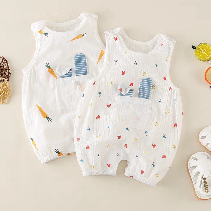 Nooc Baju Bayi Romper Korean Style Tanpa Lengan  Baju Bayi Cotton Kuping Kelinci