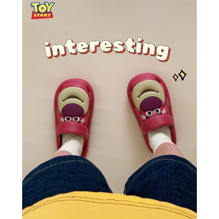 KODE T5E Sandal Lotso Beruang Stroberi Sandal Kartun Lucu Shoes Sendal Wanita Karet Cewek