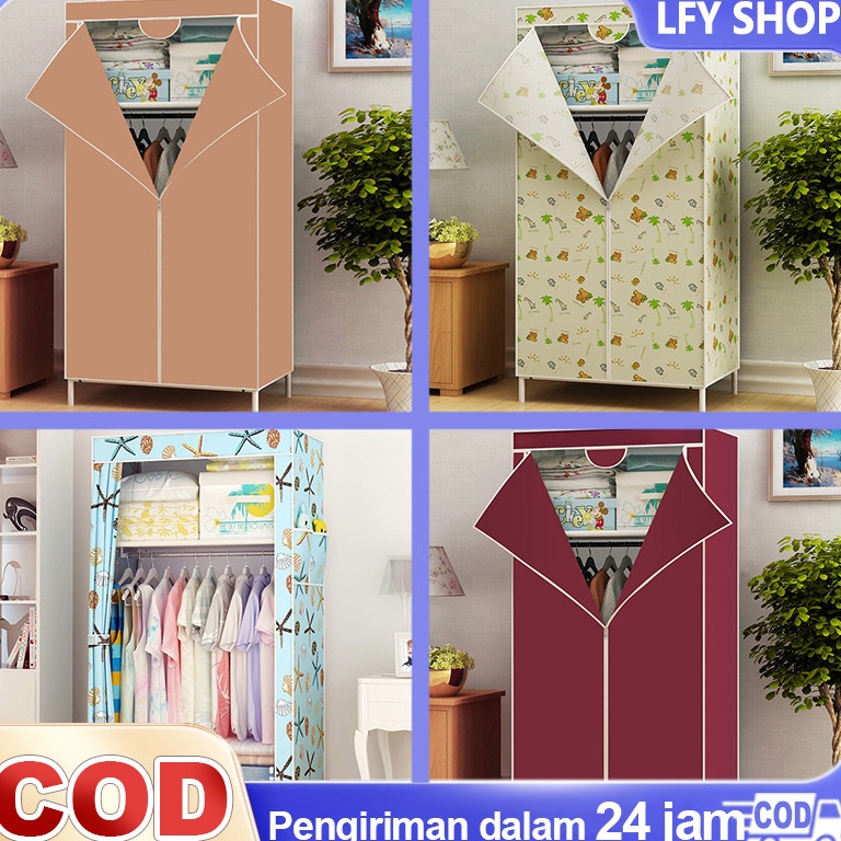 KODE S97H Lemari Baju Aesthetic 7NT Lemari Portable Pakaian Lemari Kain Resleting Lemari Pakaian Pla