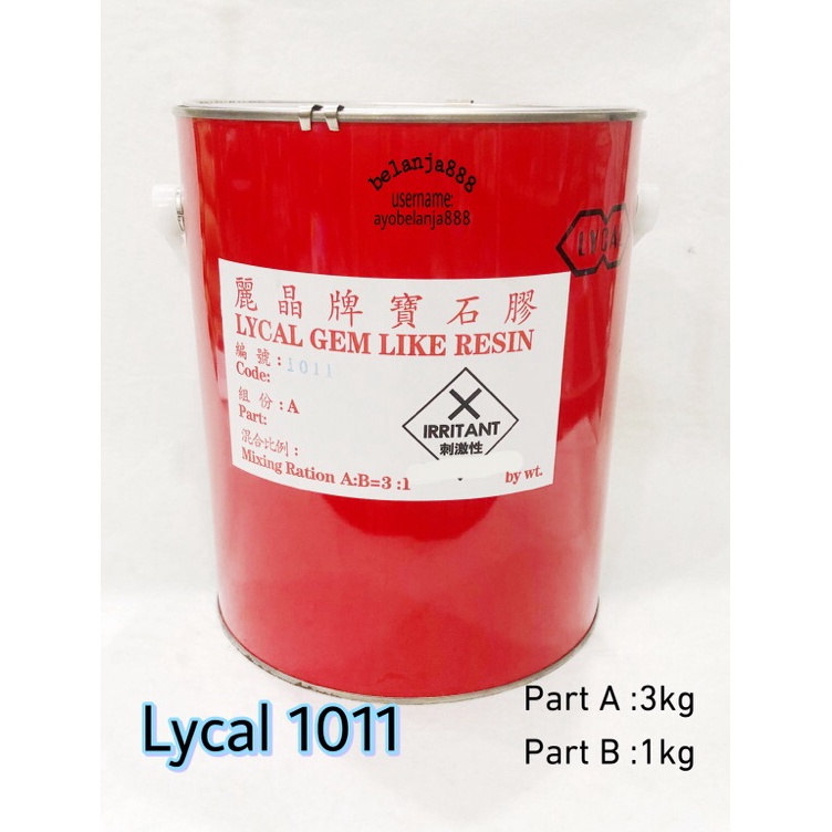 

KODE B82Z Resin bening lycal keras 111 part A saja