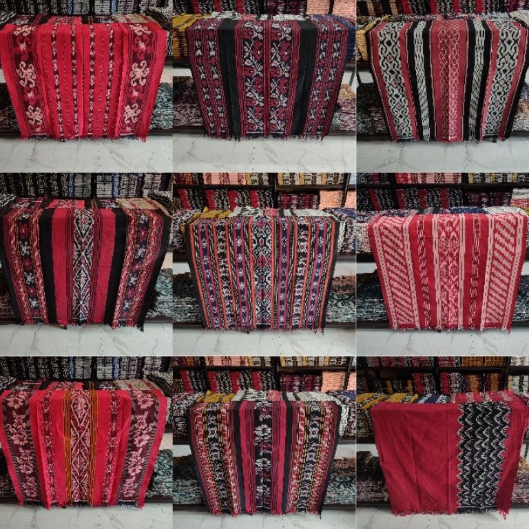 KODE B45W Kain Tenun Ikat Troso Jepara Edisi Warna Merah