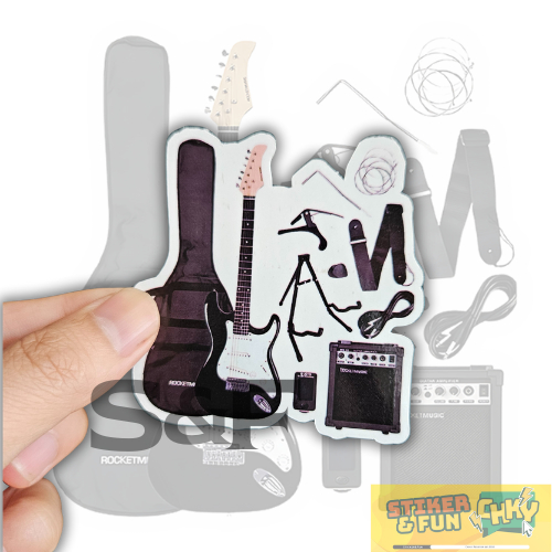

Stiker Sticker Pack Vinyl Laminasi BLACK STRATOCASTER GUITAR SET