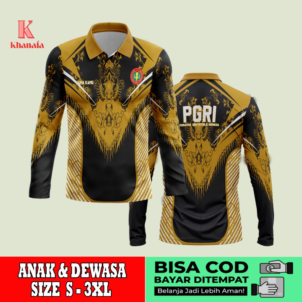 Kaos Polo | Baju pgri | Kaos Polo Batik PGRI | Baju Guru Batik PGRI | Kaos Polo Motif Batik PGRI Ful