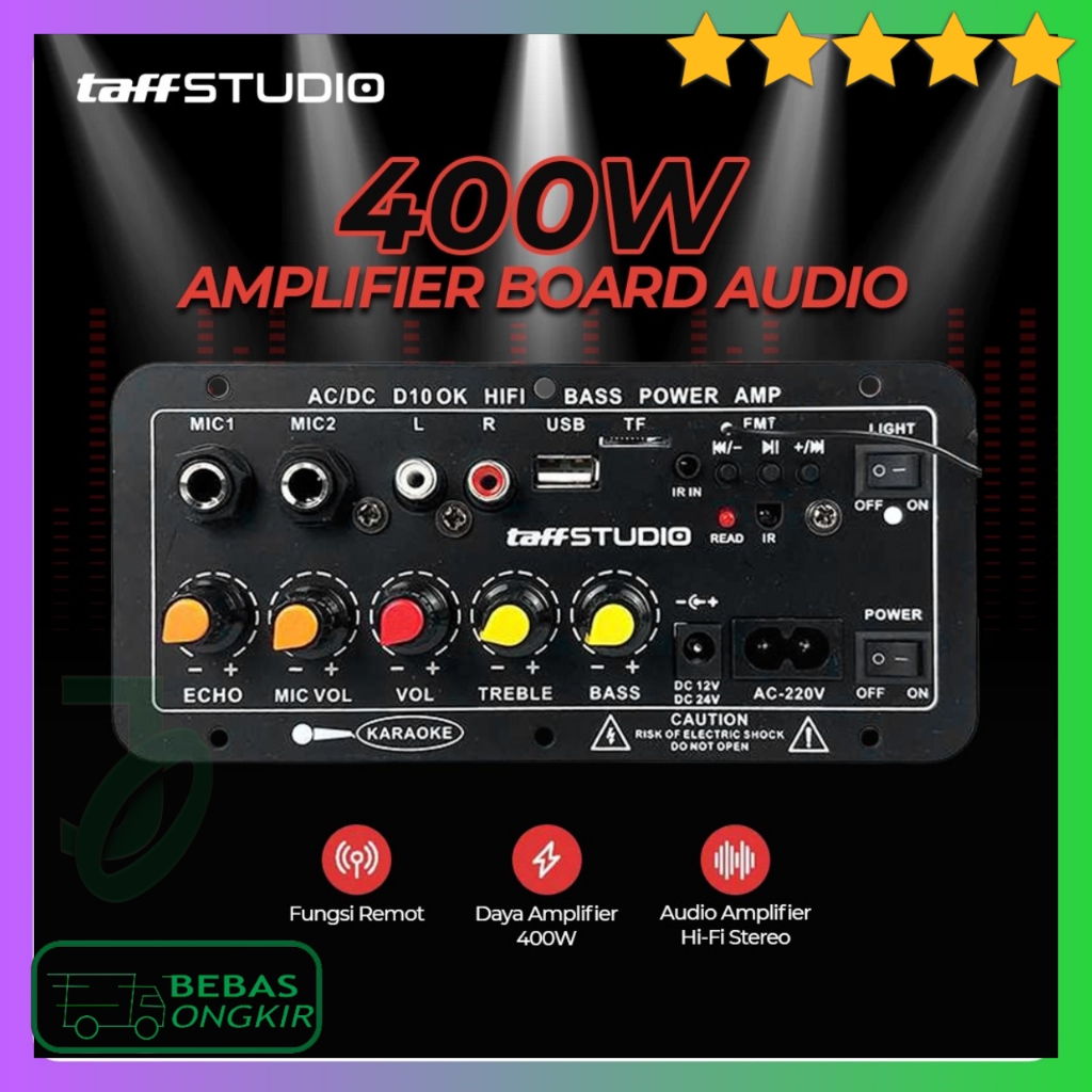 Modul Amplifier Board Speaker Aktif Audio Bluetooth USB FM Subwoofer DIY 400W TaffSTUDIO D10OK