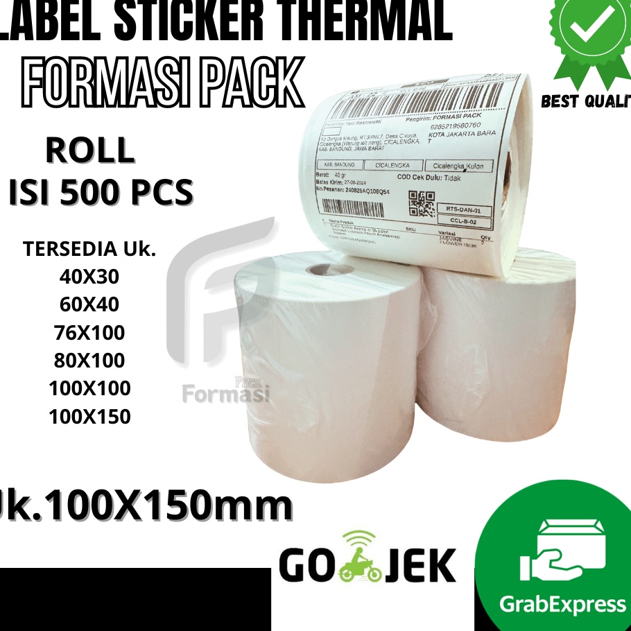 

LABEL STICKER THERMAL Termal 1 X 15 mm 4x6 isi 5pcs ukuran A6