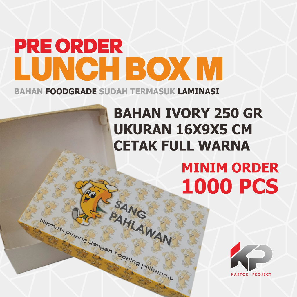 

Pre Order Lunch Box M Bahan Foodgrade SUDAH TERMASUK LAMINASI