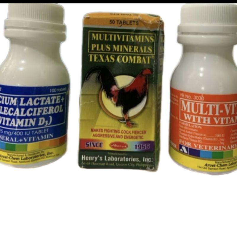 TEXAS COMBAT CALCIUM LACTATE MULTIVITAMIN IMPORT ORIGINAL OBAT AYAM RAWATAN SEPAKET PENAMBAH TENAGA 
