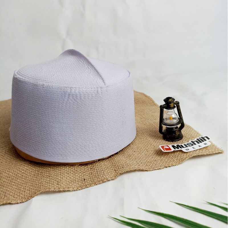 #PD21 - Peci Kalbut Batok Haji Super Putih Polos Dewasa - Peci Putih Pria Dewasa - Bahan Kanvas Kuat