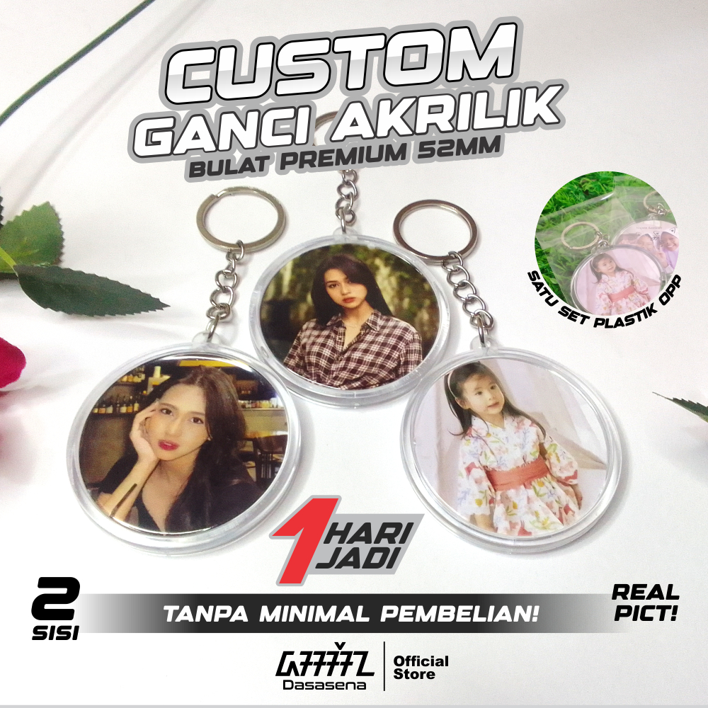 Gantungan Kunci Akrilik Bulat 2 Sisi Custom Foto Sendiri