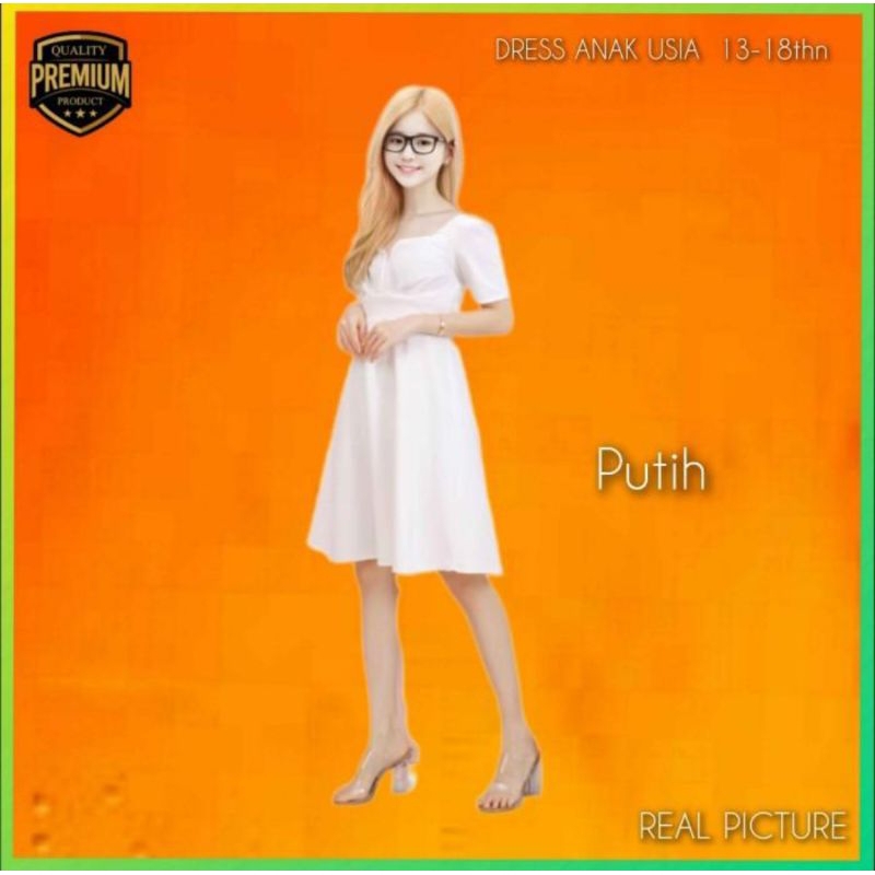 Midi Dress Anak Perempuan 13-18thn Beiye Gaun Pesta Korea Remaja Putih