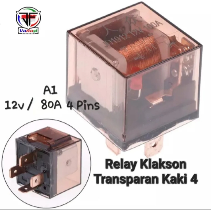 Relay Rilay Rilai Klakson Kelakson Lampu Tembak Sorot LED Alarm Motor Mobil 4 Pin Kaki 80A 12V Horn 