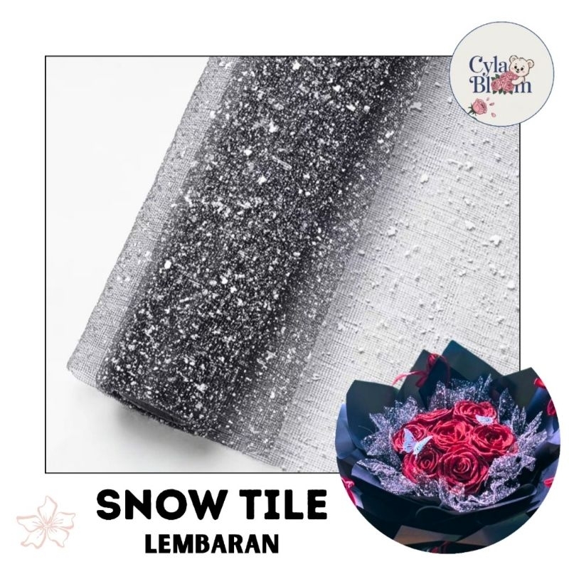 

(READY) Snow Tile Salju Bouquet Flower Wrapping Kain Salju Buket Bunga Hitam & Putih (lembaran)