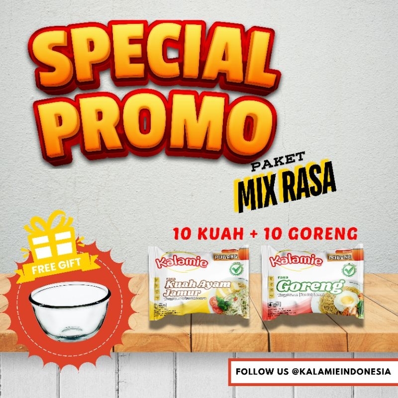 

Paket KALAMIE Mix Rasa 10+10 - GRATIS MANGKOK CANTIK
