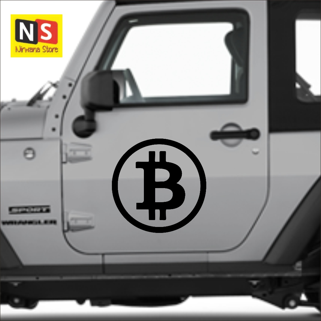 Stiker Logo Bitcoin Crypto Coin Besar - Cutting Stiker untuk Body & Kaca Mobil