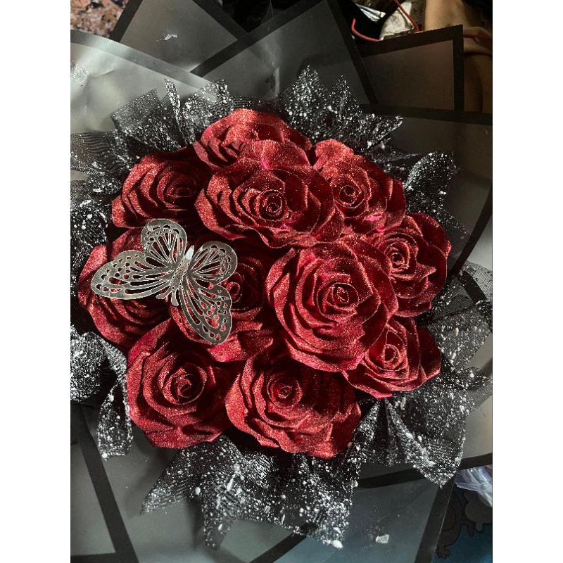 

buket bunga pita satin merah maroon premium murah, berkualitas.