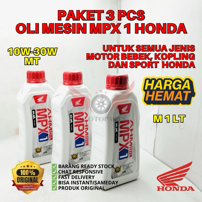 M 1LT OLI MESIN MPX 1 HONDA ORIGINAL AHM HONDA, OLI MESIN, PAKET OLI MESIN MPX, PAKET OLI HONDA MPX,