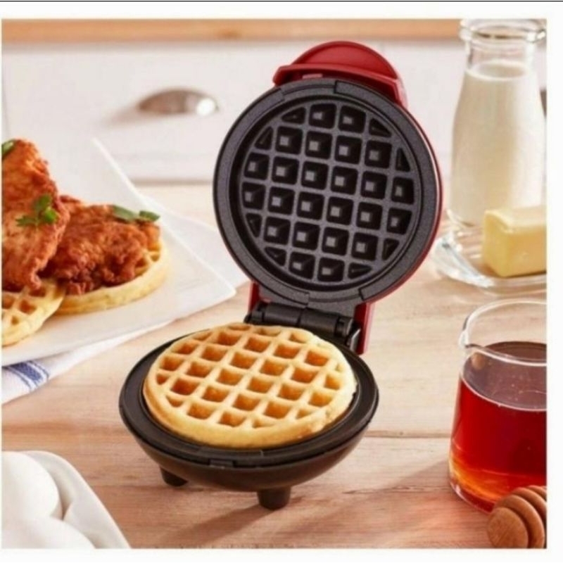 Mini Waffle Maker Bulat Electric Anti Lengket • Waffle Maker