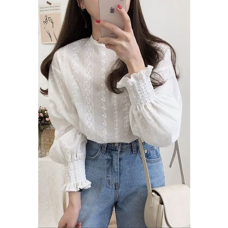 YOON.ID - Kemeja Putih Wanita/Kemeja Korea/White Shirt/Blus Putih Wanita