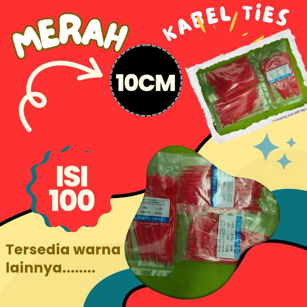 

MERAH Kabel Ties Nylon 10cm 1 Pack isi 100 pcs | Kabel Tis MERAH Nylon 10 cm 1 Pack isi 100 pcs