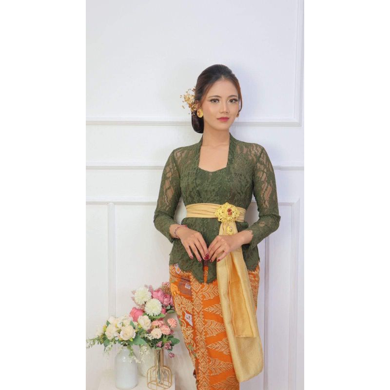 Kebaya kekinian warna ijo botol All size